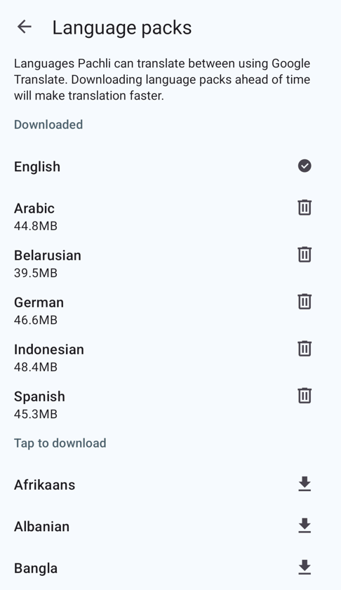 Translation preferences
