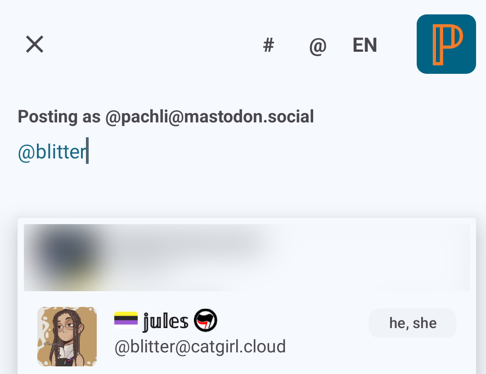 Pronouns when mentioning accounts
