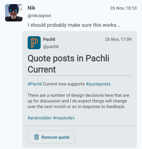 A post with a quoted post