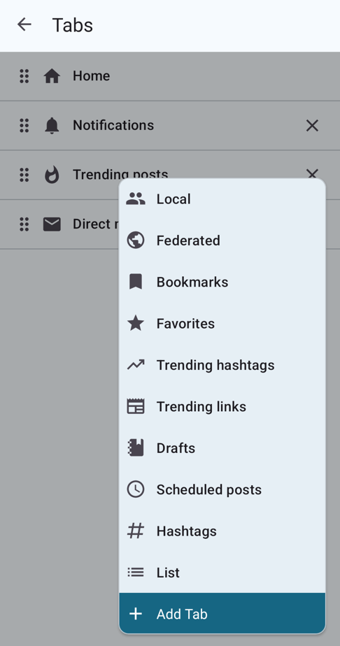 Account preferences, tabs, highlighting Drafts