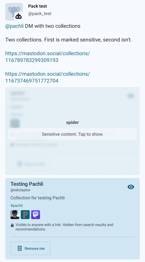 A post containing two collections